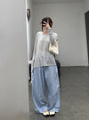 BASERANGE French organic cotton elastic stripe casual pants BAS-TROLE-PO-SU25-TW